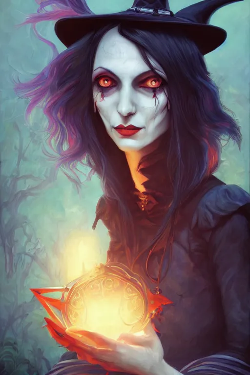 Image similar to portrait of a witch, american mcgee's alice, sharp focus, artstation, trending, by julie dillon, luis melo, tyler miles lockett, lei jin, hong lei, ken wong, adam narozanski, joy ang