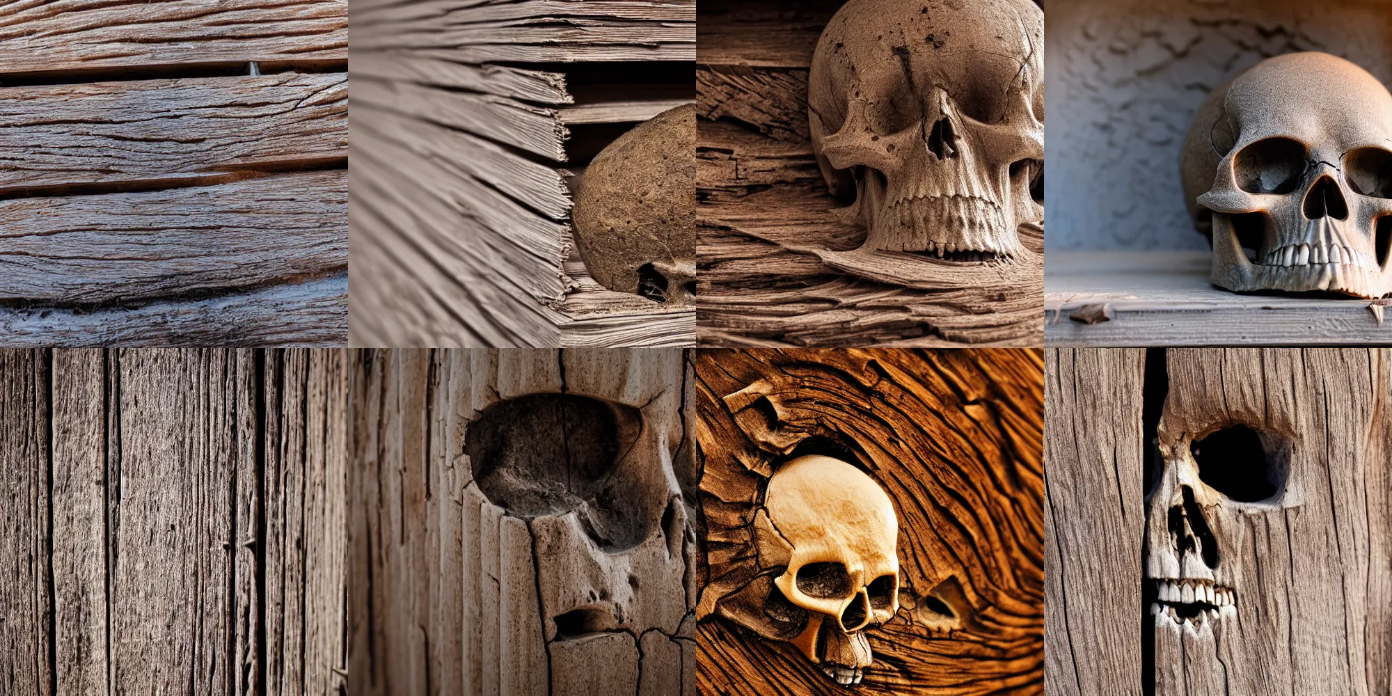 Prompt: extremely high wide tilted angle extreme closeup perspective photo of the surface of a webbed Skull full of dust,in a dusty webbed old wooden bookshelf,sunrays through cracks, 4K, photorealistic