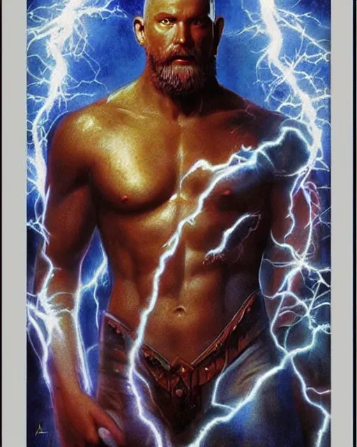 Image similar to zeus, lightning, airbrush, drew struzan illustration art, key art, movie poster