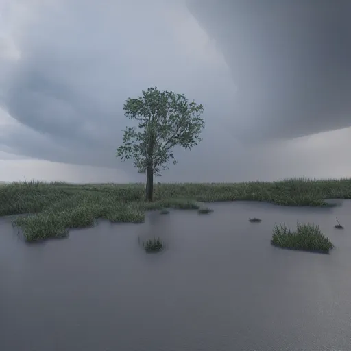 Prompt: tornadic supercell, realistic raytracing, vray, 55mm