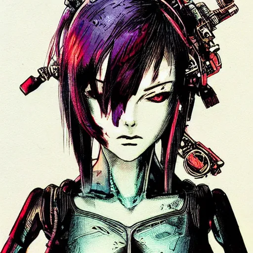 Prompt: android, killer - girl, high detail of the face, full body, close - up, 1 / 6 katsuya terada, style of cyberpunk, night, city,