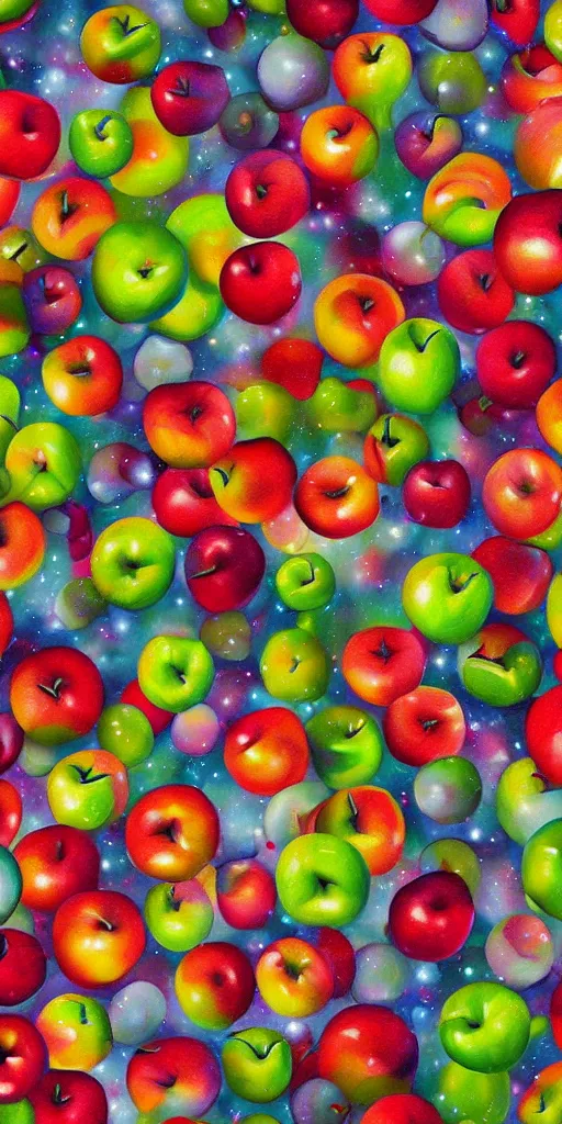 Prompt: a mural of an apple galaxy