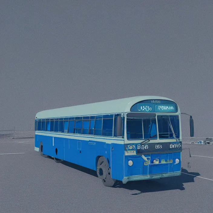 Image similar to Blue bus never stopping, always driving. intricate artwork. in desert, octane render, trending on artstation, very coherent symmetrical artwork. cinematic, hyper realism, high detail, octane render, 8k, iridescent accents