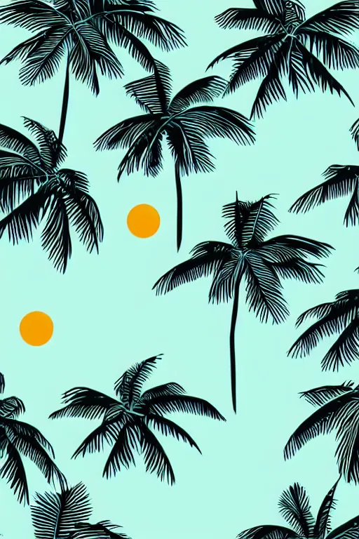 Prompt: minimalist boho style art of colorful palm trees in miami, illustration, vector art