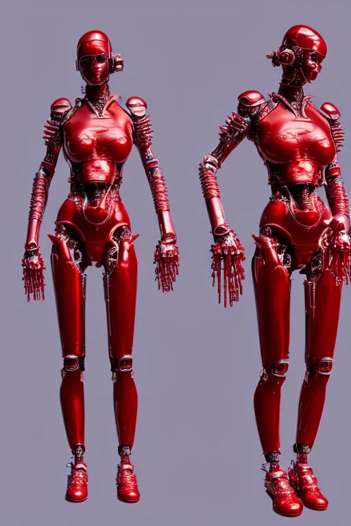 Image similar to a statue made of red marble, of an beautiful chinese girl, full body shot, perfect body, white biomechanical, inflateble shapes, wearing epic bionic cyborg implants, masterpiece, intricate, biopunk futuristic wardrobe, vogue, highly detailed, artstation, concept art, background galaxy, cyberpunk, octane render