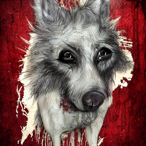 Prompt: realistic decaying dog horror style