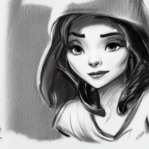 Image similar to milt kahl pencil sketch of chloe grace moretz as snow white