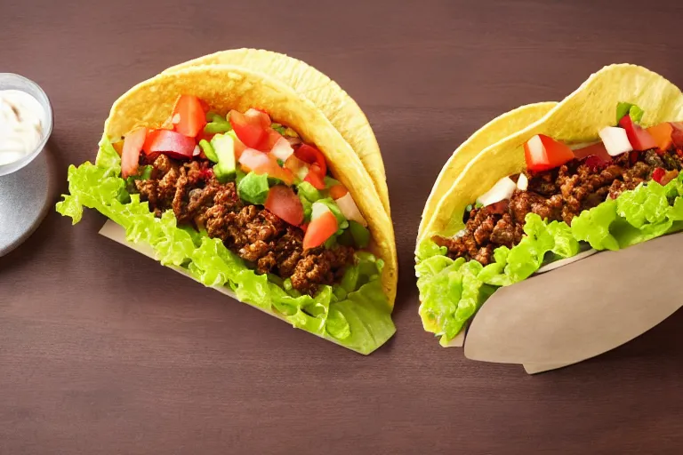 Prompt: taco hamburger, commercial photography