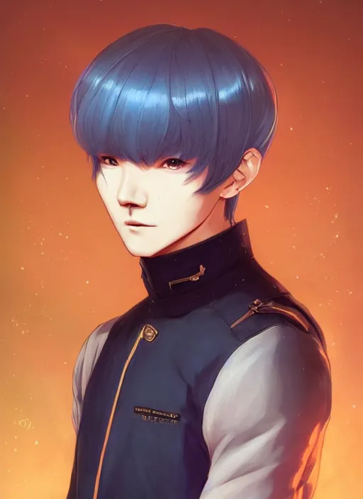 Image similar to aesthetic portrait commission of a of YOONGI is SPOCK + VEINY HANDS + hyperdetailed face at golden hour, safe for work (SFW). Character design by charlie bowater, ross tran, artgerm, and makoto shinkai, detailed, inked, western comic book art, 2021 award winning film poster painting