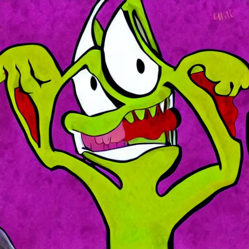 Prompt: freaky fred from courage the cowardly dog, big creepy smile, digital art, cartoon art,