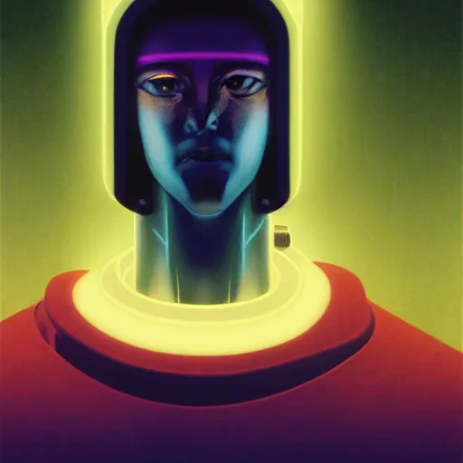 Prompt: ! dream a portrait of a cyberpunk osiris staring at the camera with dramatic lighting, by kawase hasui, moebius, edward hopper, colorful flat surreal design, hd, 8 k, trending on artstation