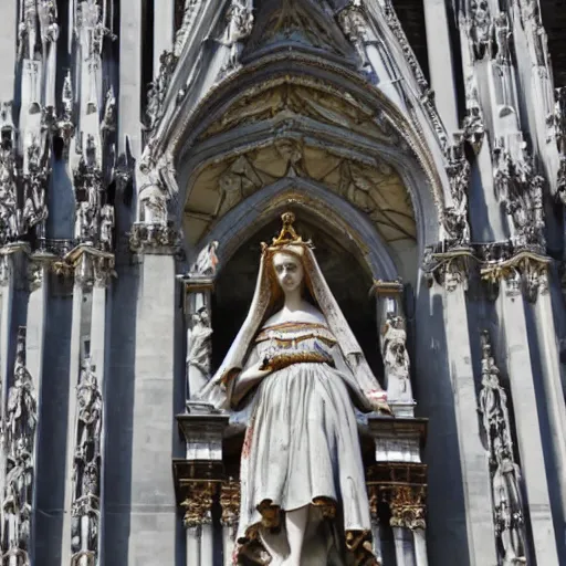 Image similar to the holy mother statue on top of the milan cathedral