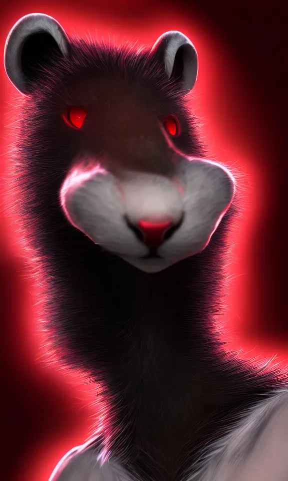 Image similar to furry - male - red - black - weasel - chaos theorist - fursona uhd ue 5 visual novel pc game expressions, photorealistic