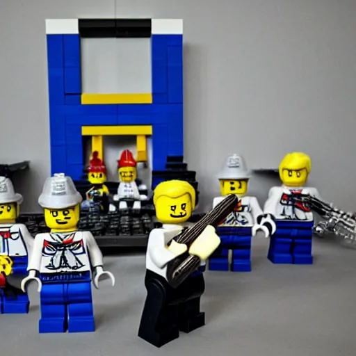 Prompt: lego ramstein band,