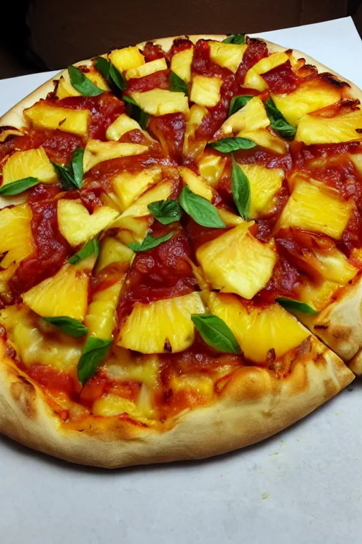 Image similar to pineapple wrapped in a pizza