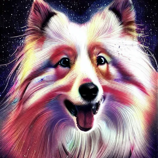 Image similar to artwork of a shetland sheepdog by Patrice murciano in a style of murciano