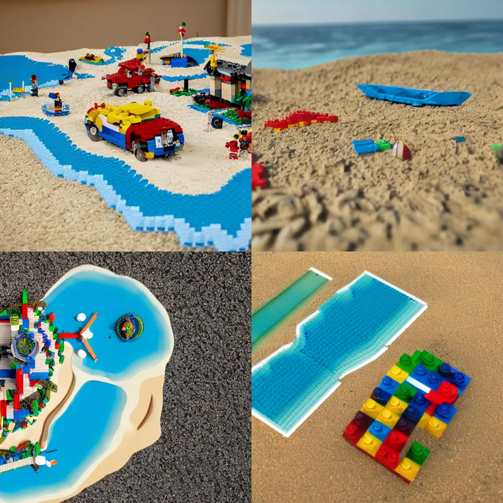 Prompt: Photo Of A Lego Build Of A Beach, Photorealistic