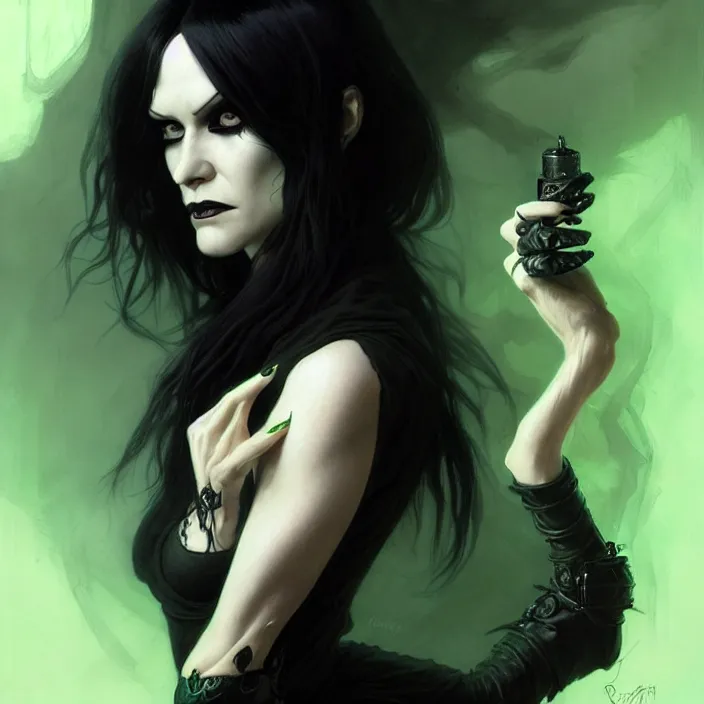 Image similar to portrait of death from sandman, black hair, green eyes, elegant, real life skin, intricate artwork, high detailed, artstation, concept art, smooth, sharp focus, art by artgerm and greg rutkowski @ ruprechy