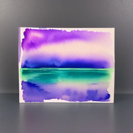 Prompt: Watercolor painting of a vaporwave lake, vaporwave