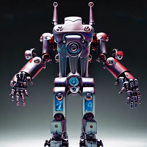 Image similar to occultist mecha inscribed with runes, demonic mechanical exoskeleton wearing hardsurface armour by simon stalenhag, frank gehry, jeff koons, bandai box art