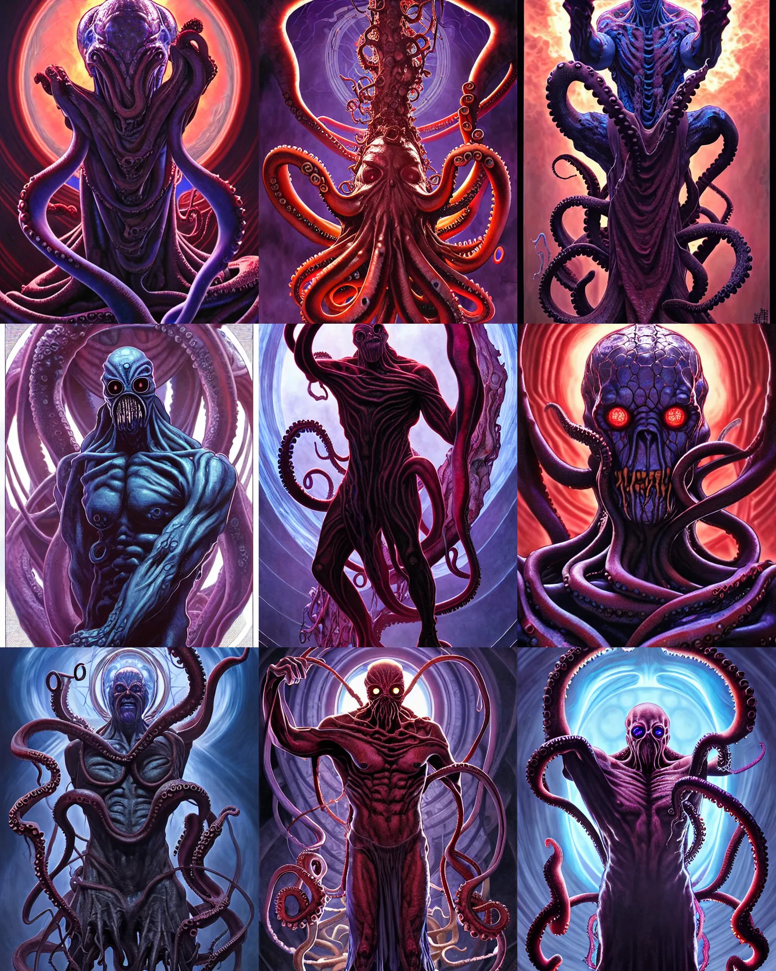 Prompt: the platonic ideal of octopus of cletus kasady ultimate carnage thanos dementor doctor manhattan chtulu nazgul, detailed, intricate, hyperrealism, intense, scary, decay, dmt, art by brock hofer and artgerm and greg rutkowski and alphonse mucha