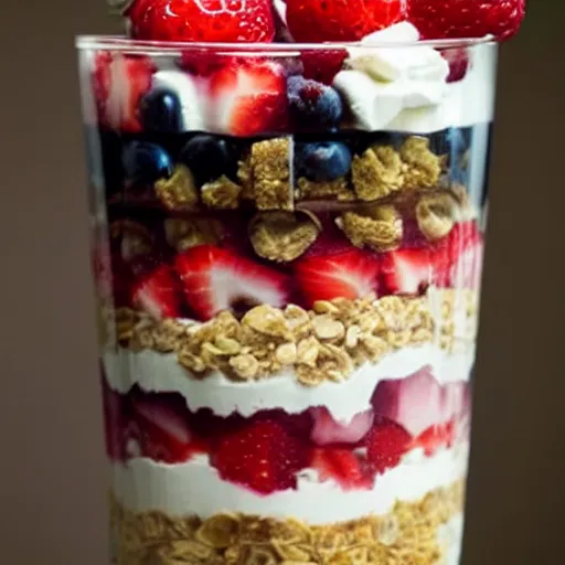 Prompt: delicious parfait, photo