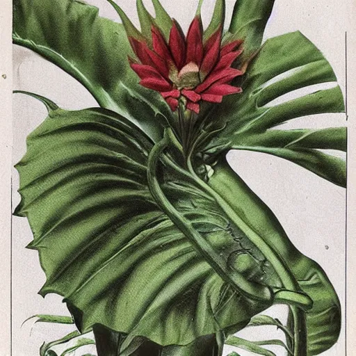 Prompt: Vintage botanical illustration of Audrey II from Little Shop of Horrors (1986)