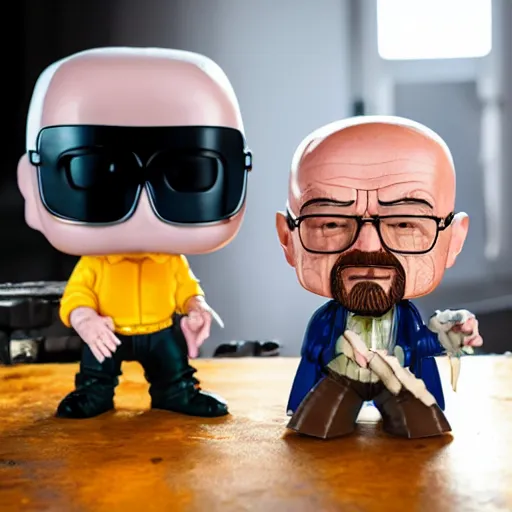 Image similar to Walter white funko pop about to be crushed by hydraulic press