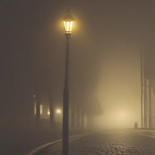 Image similar to lonely duck under a street light, foggy, beautiful lighting, high detail, by august friedrich schenck