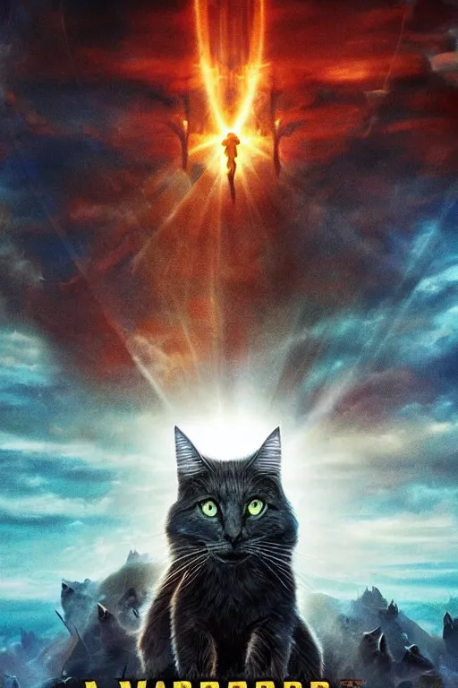 Image similar to a movie poster for warrior cats by wayne mclouglin, depth of field, sun flare, hyper realistic, very detailed, backlighting, cgi