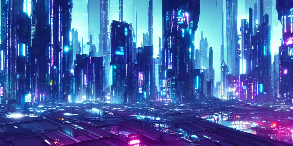 OC] Panopticon Overview - Animated cyberpunk city for ultrawide