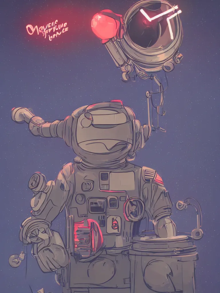 Prompt: graphic art of dystopian futuristic 1 0 mechanic surgeons in space suits, operate on a huge mickeymouse!!! head held by a crane. ominous glowing red netflix!!! sign in the background, trending on art station, beeple
