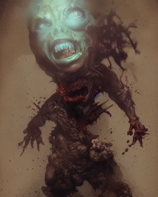 Image similar to hyper realistic photo portrait laughing lunatic zombie cinematic, greg rutkowski, james gurney, mignola, craig mullins, brom