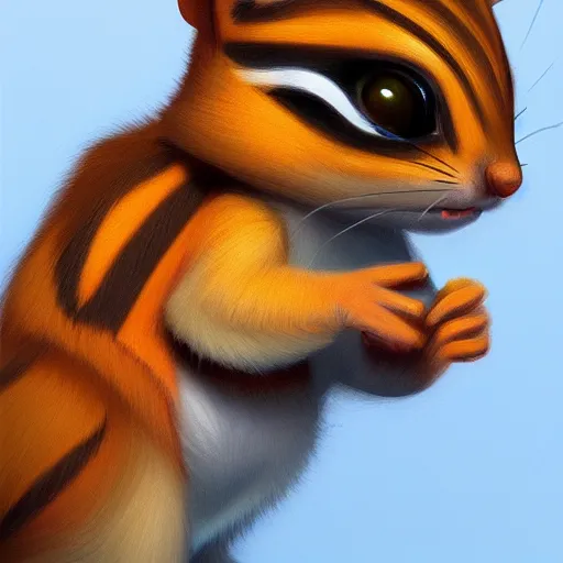 Prompt: orange cute cartoon chipmunk, digital painting, simplified, artstation, concept art, smooth, sharp focus, illustration, Unreal Engine 5, 8K, art by artgerm and greg rutkowski and alphonse mucha