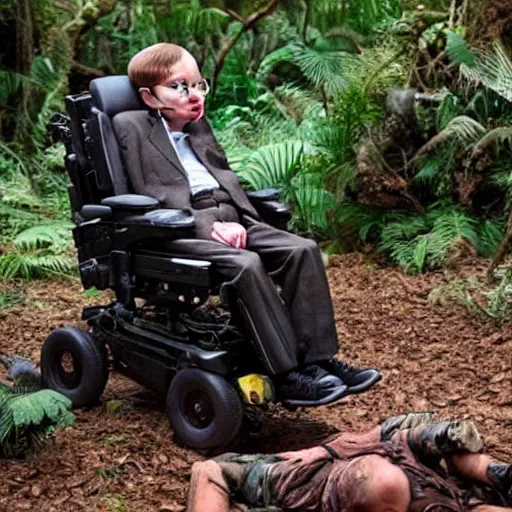 Image similar to stephen hawking in the predator ( 2 0 1 8 ), movie, cinematic,