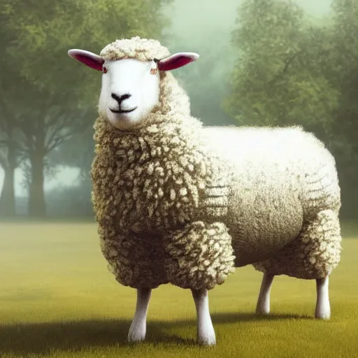 Prompt: cotswold sheep dressed like school teacher by greg rutkowski and thomas kinkade, trending on artstation, 3 d render octane