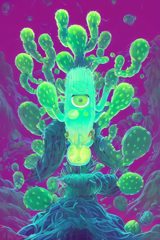 Image similar to roots cactus sushi cristal smurf ghost creature animal sushi cristal very big eye roots cactus elemental flush of force nature micro world fluo fishscale, behance hd by jesper ejsing, by rhads, makoto shinkai and lois van baarle, ilya kuvshinov, rossdraws radiating a glowing aura global illumination ray tracing hdr