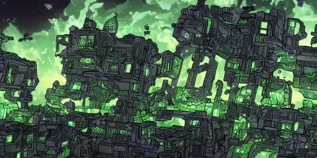 Prompt: the borg invading ponyville