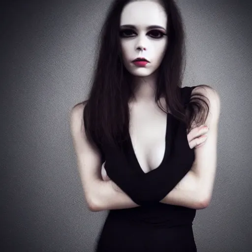 Image similar to beautiful necromancer girl, soft flawless pale skin, wearing a black crop top photography dramatic dark lighting, hyper realistic