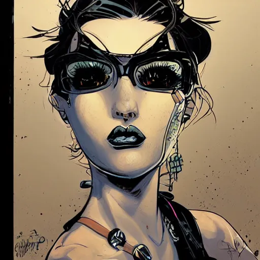 Image similar to highly detailed portrait of a punk young lady by Greg Tocchini and Cliff Chiang