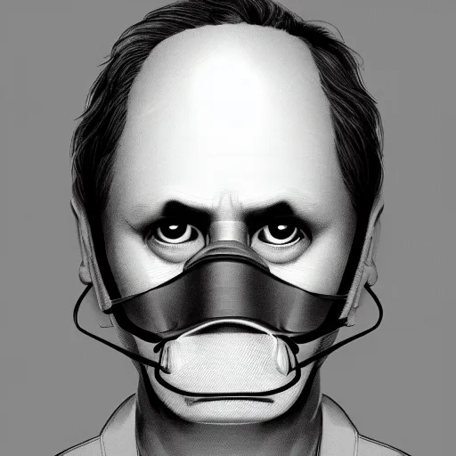 Image similar to hannibal lector, in the style of pixar, symmetry, smooth, sharp focus, semi - realism, intricate detail.