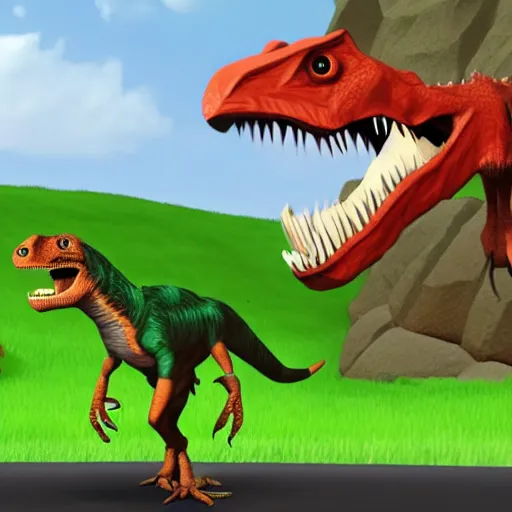 Image similar to green hills zone with a velociraptor