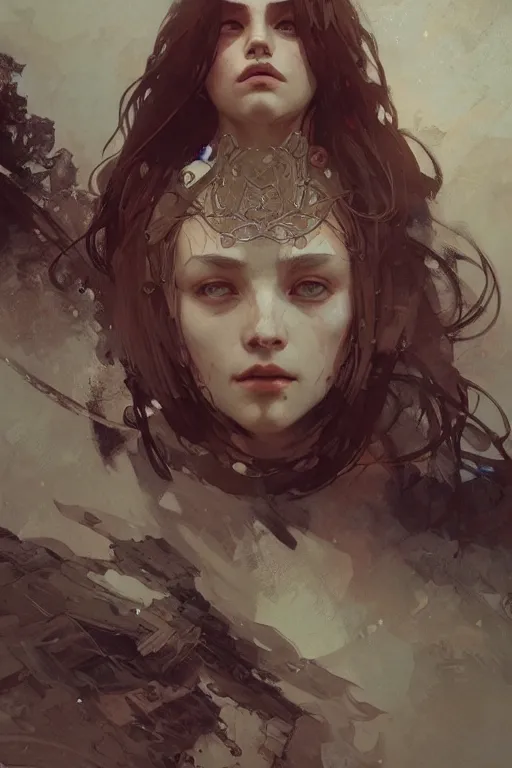 Prompt: A full portrait of a beautiful post apocalyptic offworld dream stealer, intricate, elegant, highly detailed, digital painting, artstation, concept art, smooth, sharp focus, illustration, art by Krenz Cushart and Artem Demura and alphonse mucha