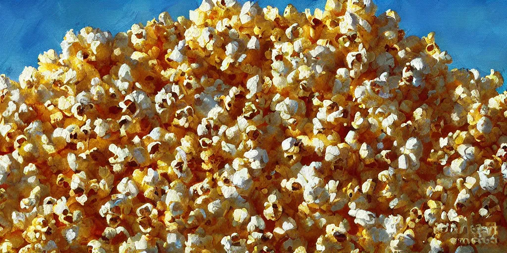 Image similar to mountain of popcorn burying the White House digital art high detail