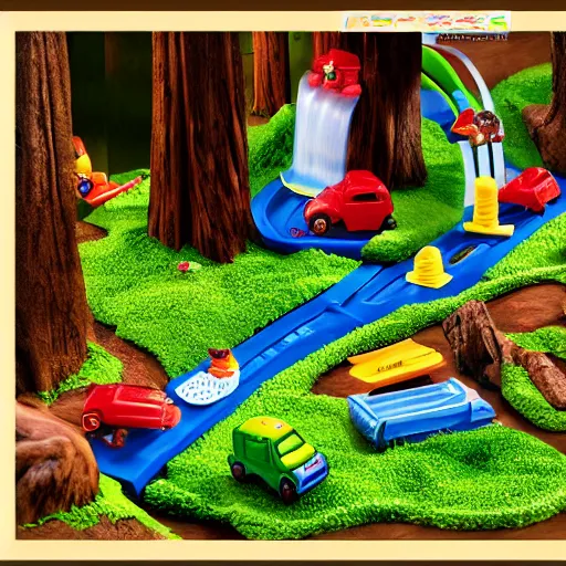 Image similar to fisher price redwood forest, california scene from tv show hyper detailed 5 5 mm 8 5 mm