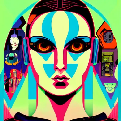 Prompt: portrait of female android by tristan eaton