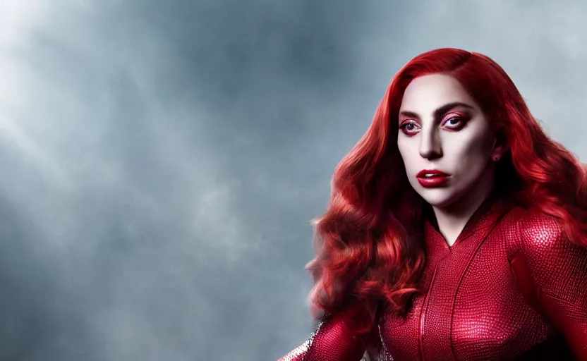 Prompt: lady gaga as the scarlet witch High resolution. Highly detailed. Dramatic. 8k.4k.