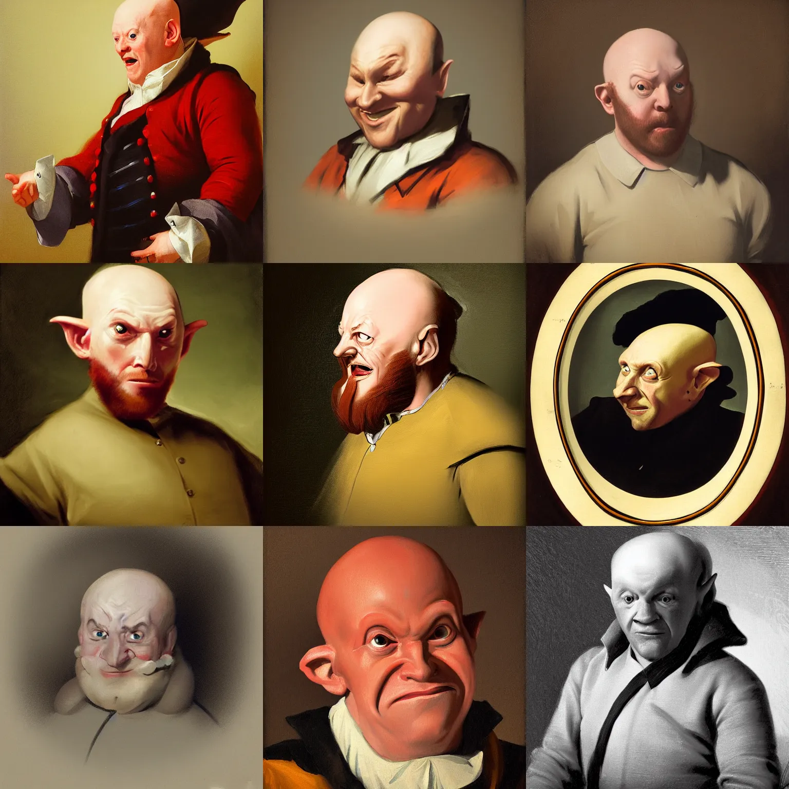 Prompt: playful portrait of angriestpat as a ferengi by joseph ducreux