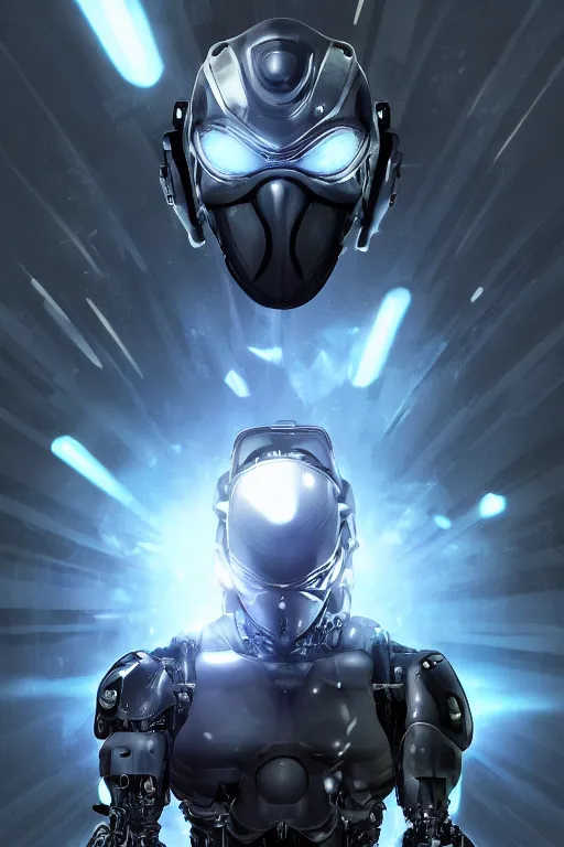 Image similar to cyber cyborg ninja mask helmet metal gear solid artic suit swat commando, global illumination ray tracing hdr fanart arstation by sung choi and eric pfeiffer and gabriel garza and casper konefal, a spectacular view cinematic rays of sunlight comic book illustration, by john kirby