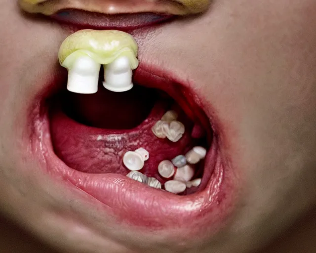 Image similar to a mouth full of bacteria.